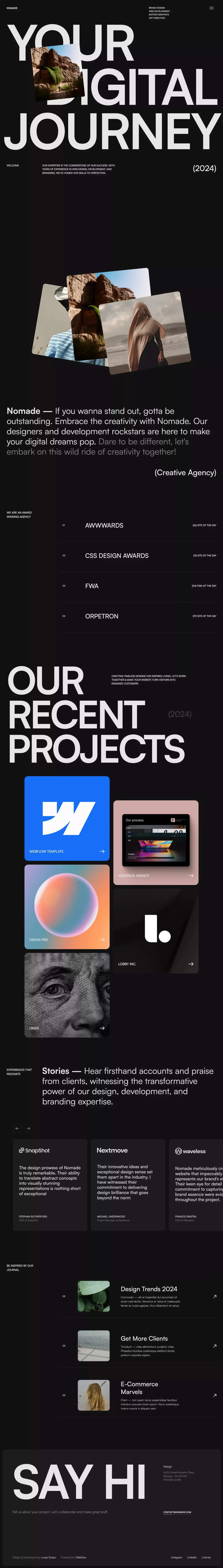 Nomade - Webflow Ecommerce website template - Template design