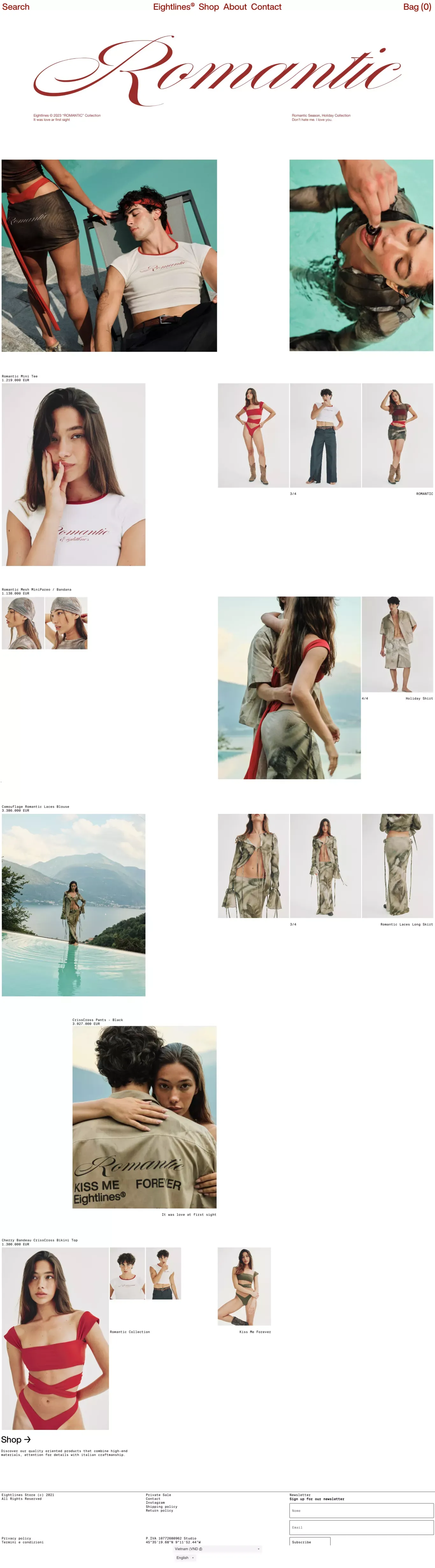 Eightlines Store - Ecommerce design