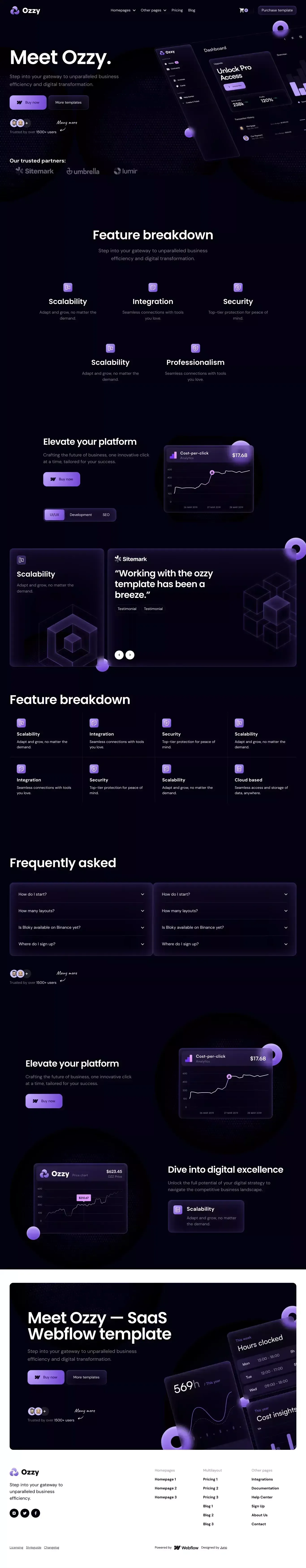 Ozzy - Webflow Ecommerce website template - Template design