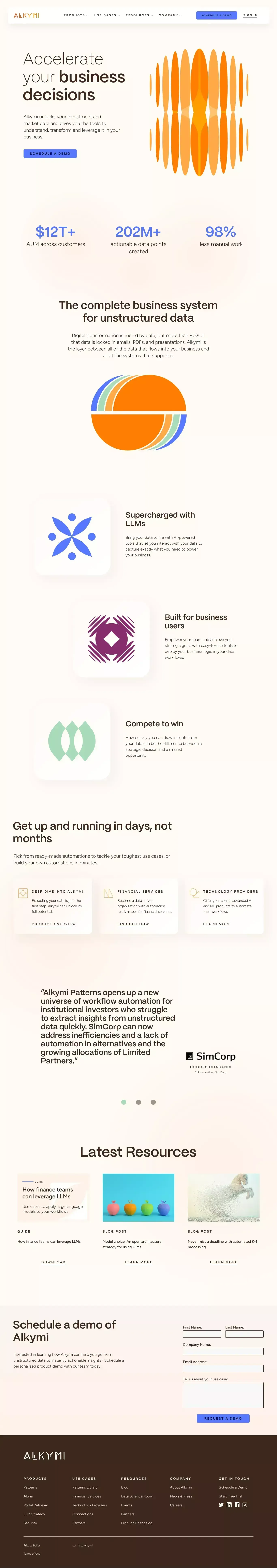 Alkymi - Business system for unstructured data - Landing design