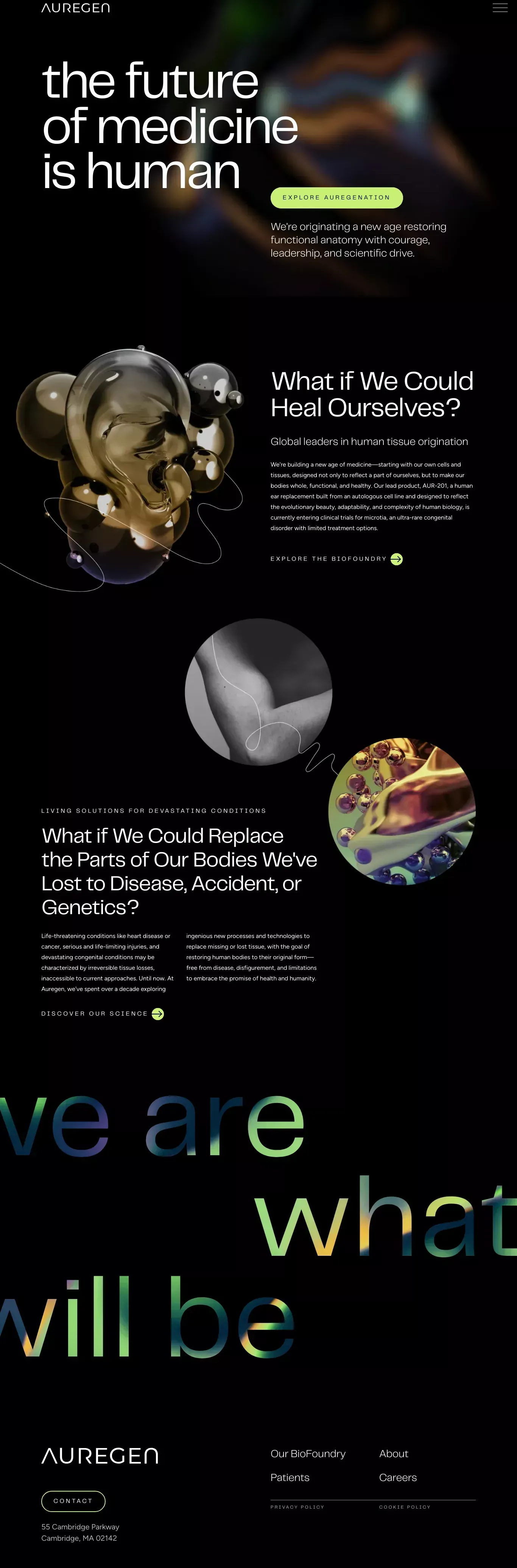Auregen Biotherapeutics - Landing design