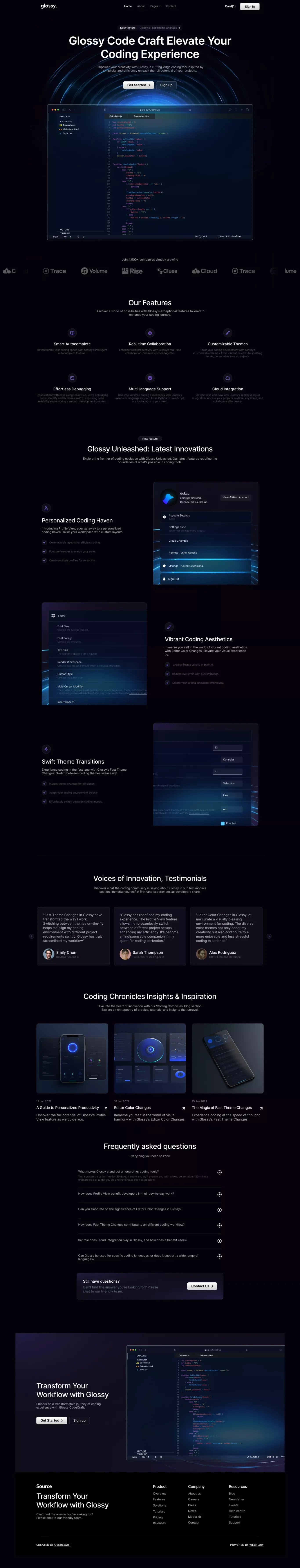 Home V1 - Glossy - Webflow Ecommerce website template - Template design