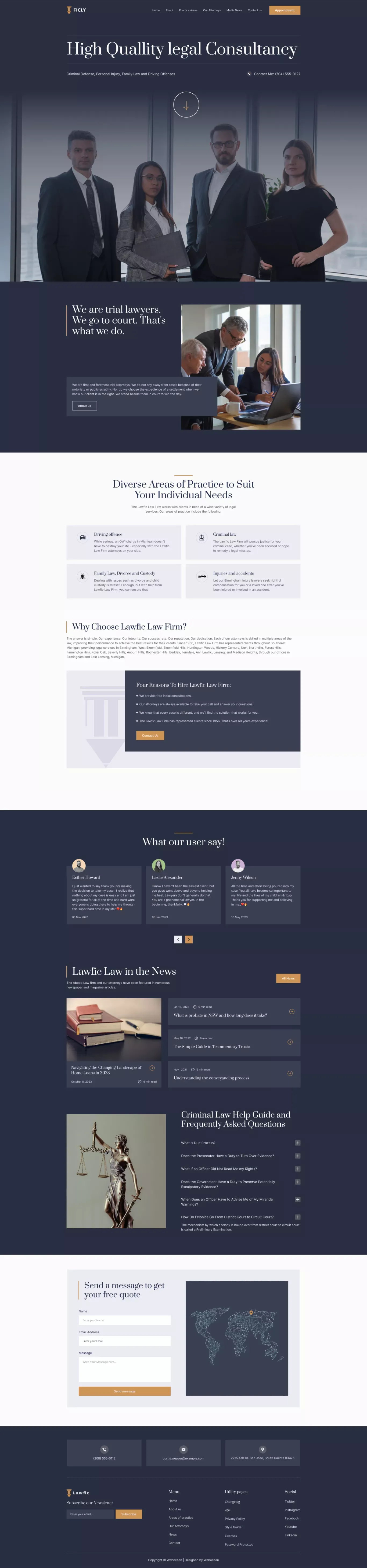 Ficly - Law Firm HTML5 Responsive Website Template - Template design