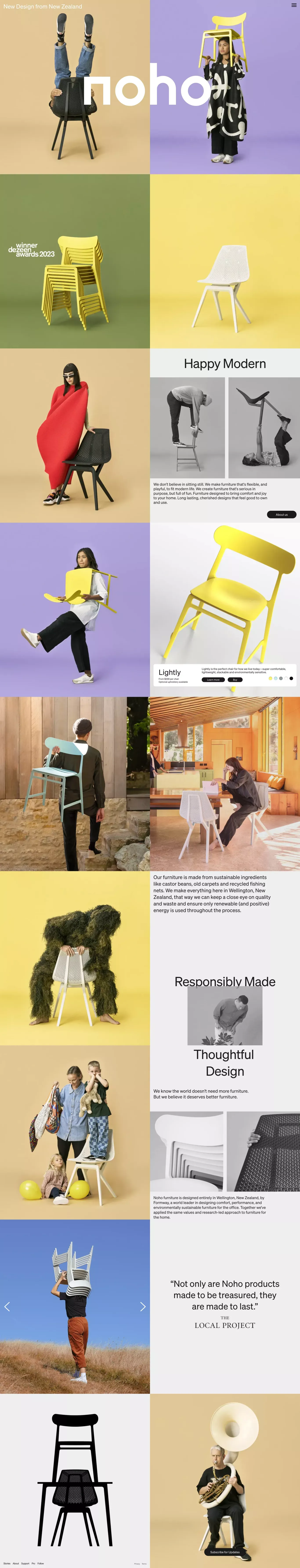 Happy Modern, Sustainable Furniture - Ecommerce design