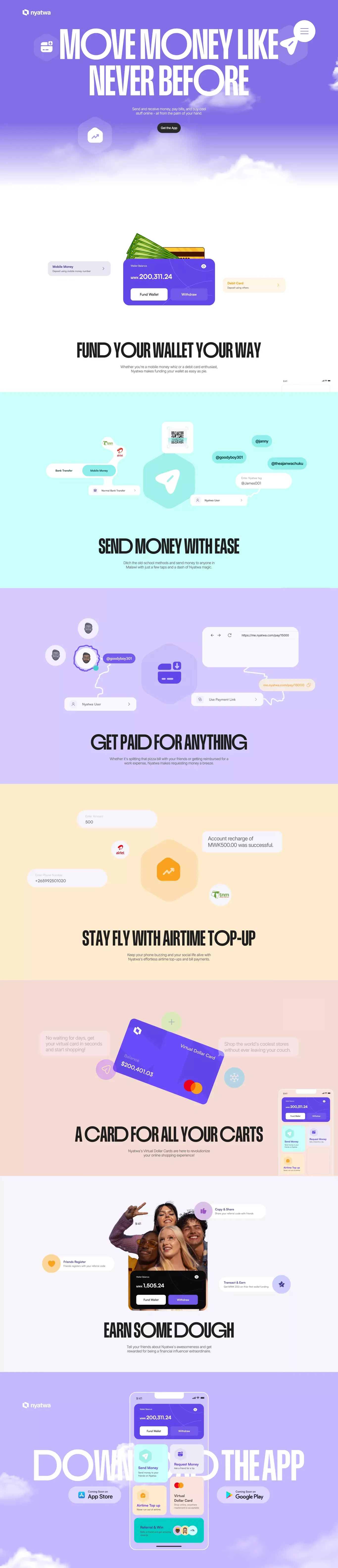 Nyatwa — Move Money Like Never Before - Landing design