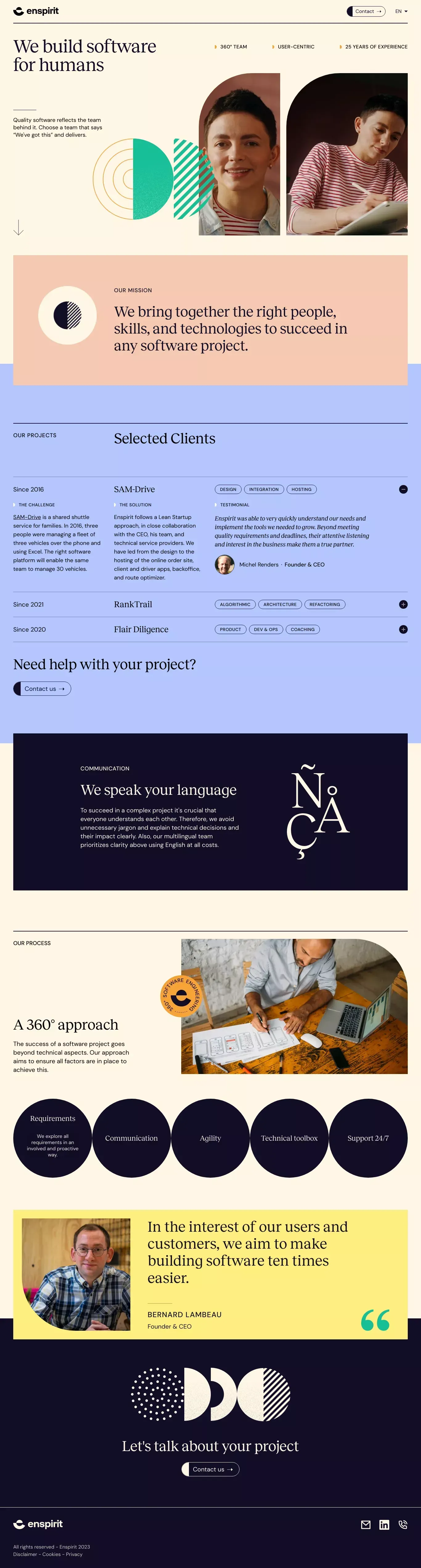 Enspirit | Software for humans - Landing design