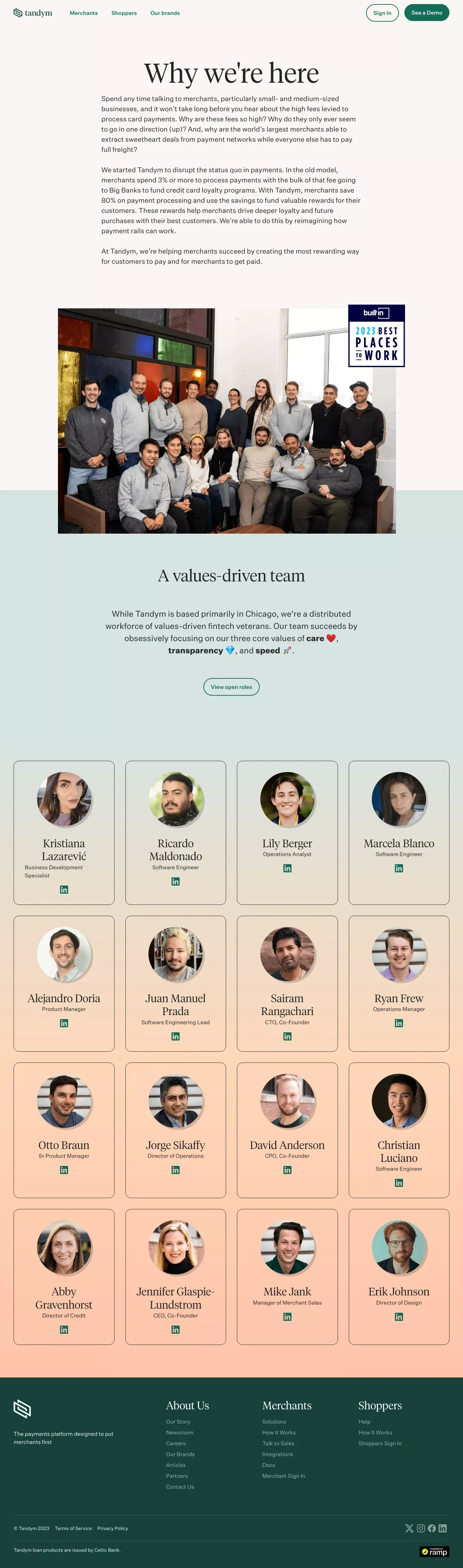 Tandym | Our Story - About Us  design