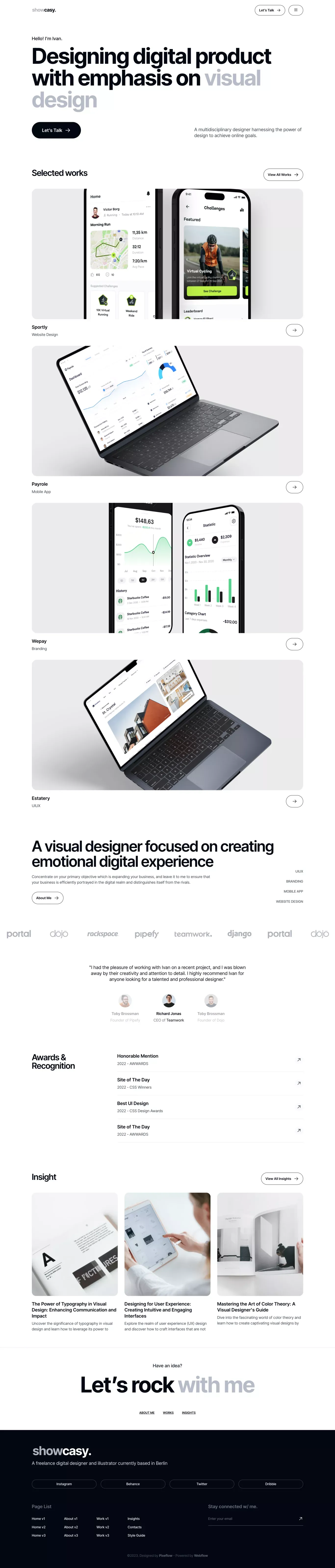 Showcasy - Webflow HTML Website Template - Template design