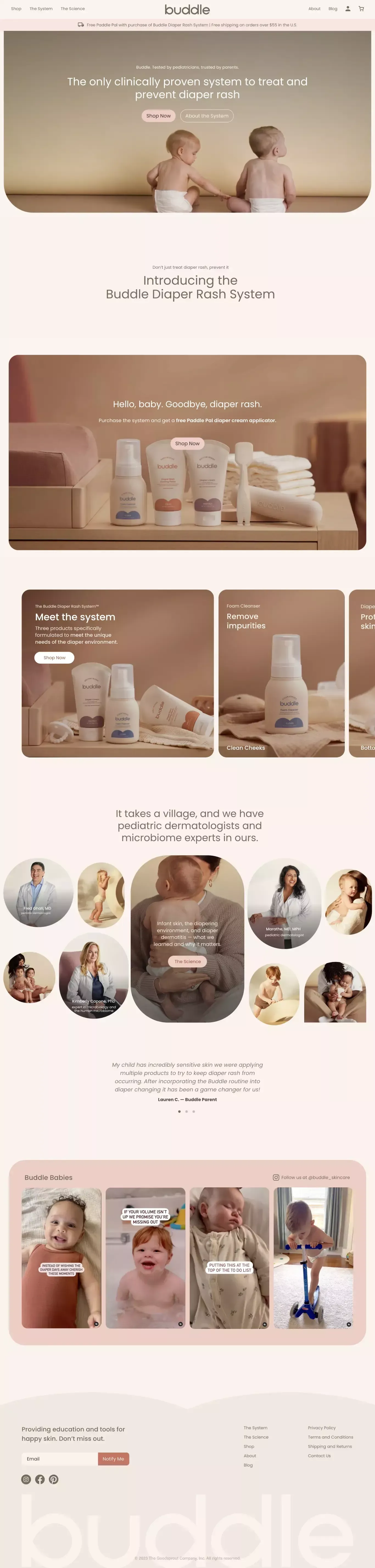 Buddle Skincare | The Clinically Proven Diaper Rash System - Ecommerce design