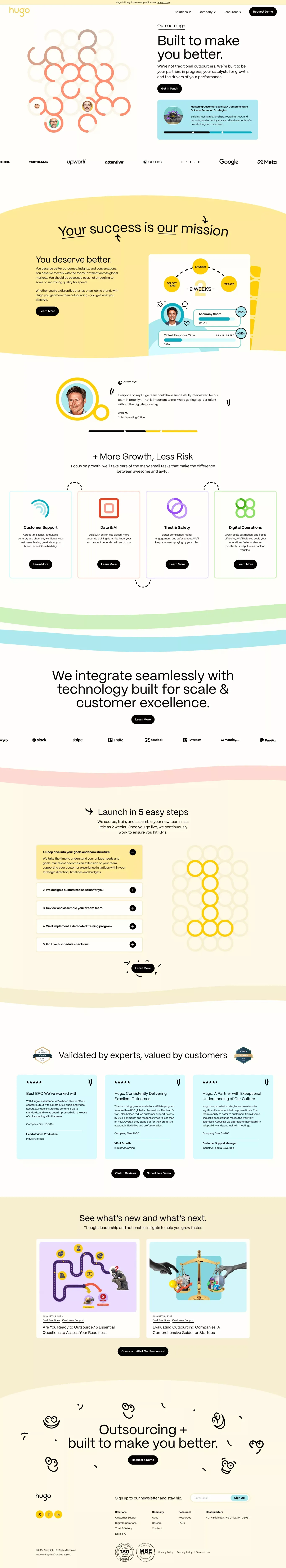 Hugo: Grow Faster with Outsourcing Excellence - Landing design