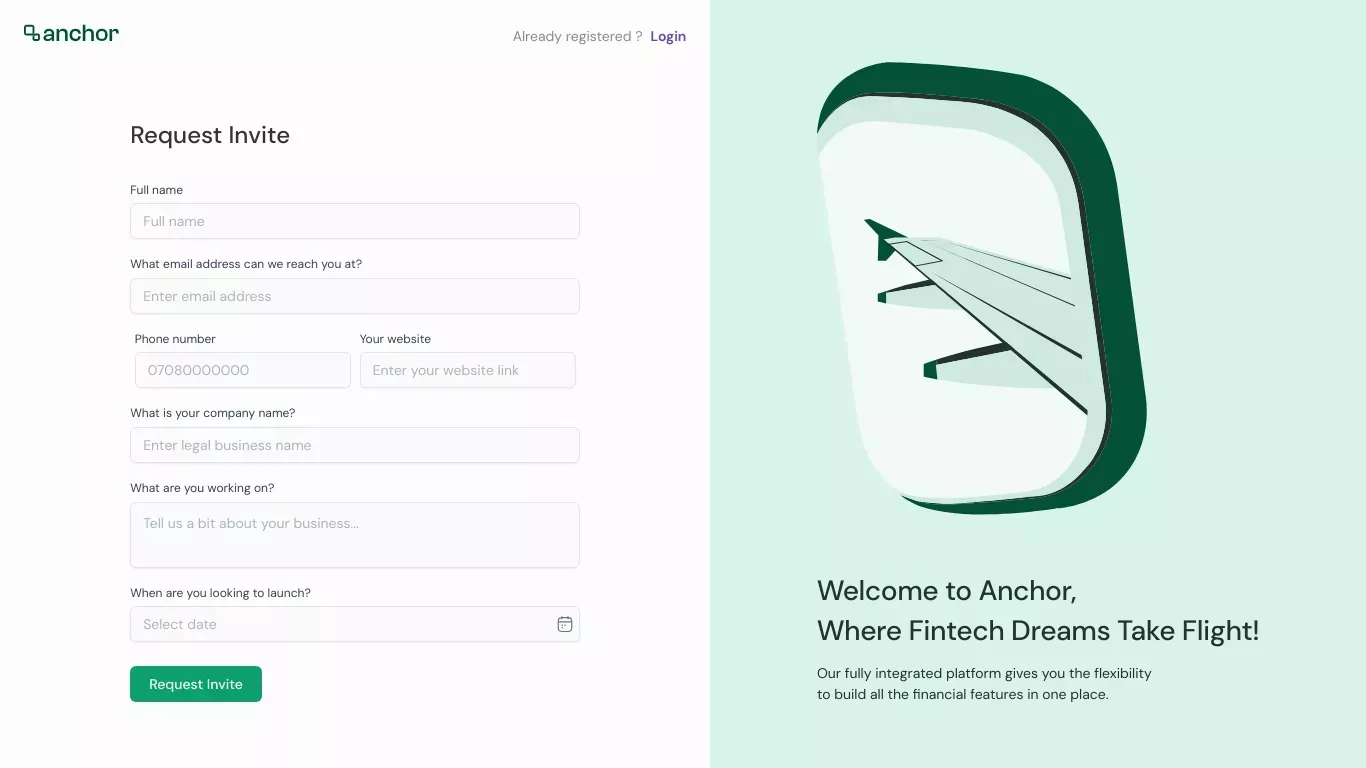 Anchor - Sign Up design
