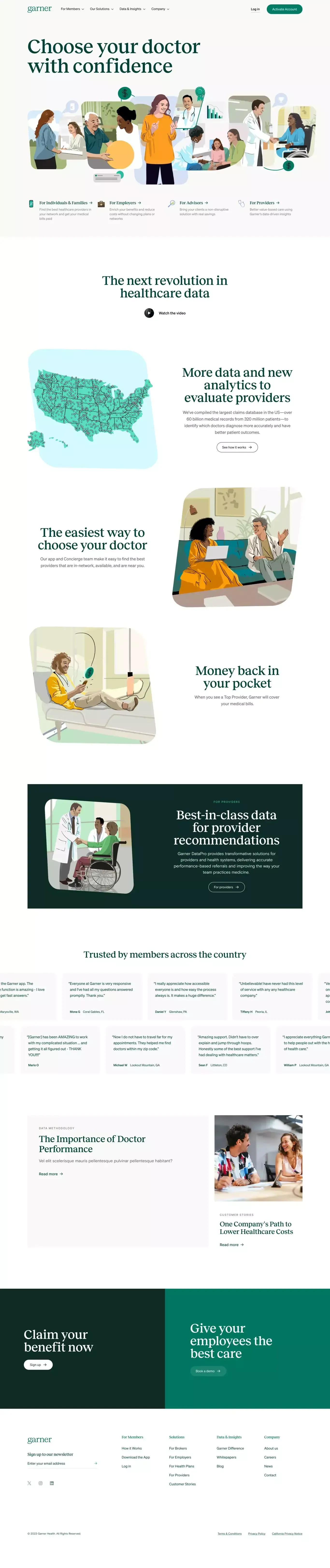 Doctor Quality Analytics | Garner Health - Landing design