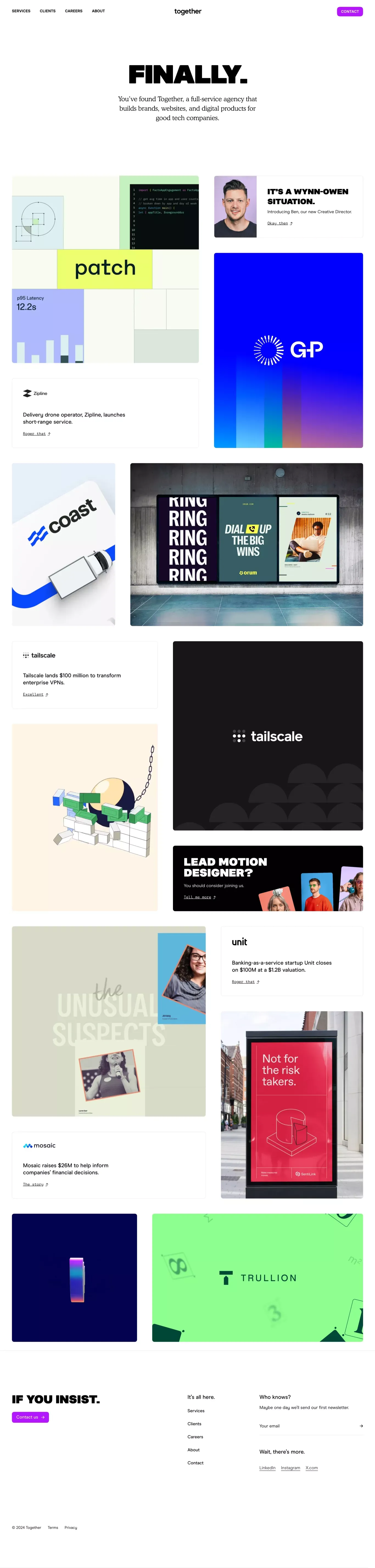 Together. A full-service creative agency. - Landing design