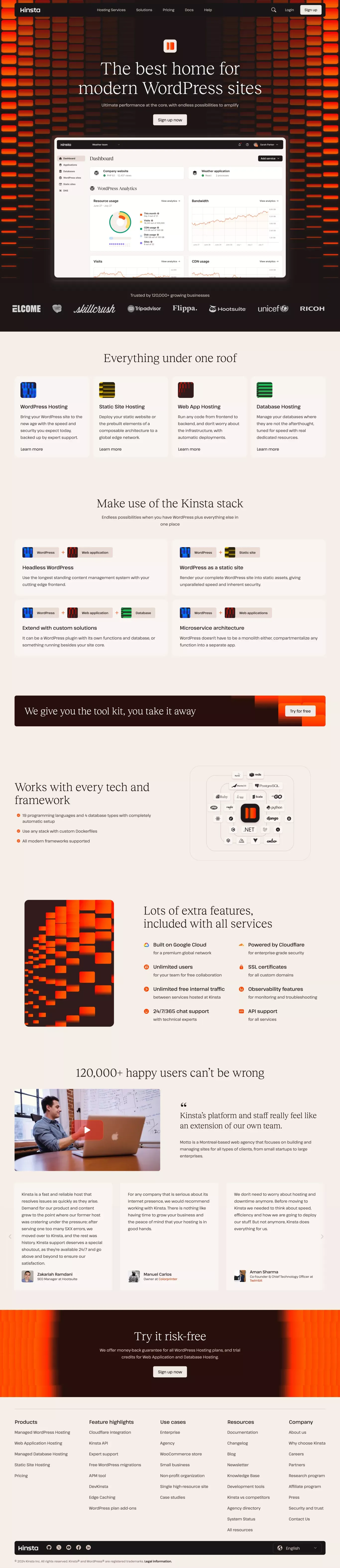 Kinsta® - The best home for modern WordPress sites - Landing design