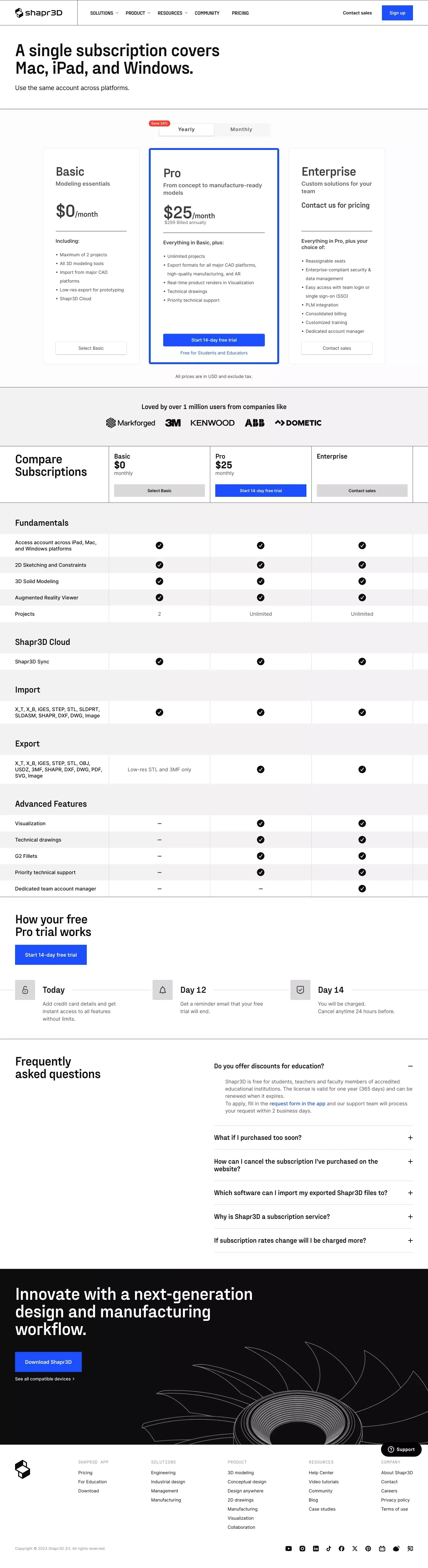 Shapr3D Pricing - Pricing design