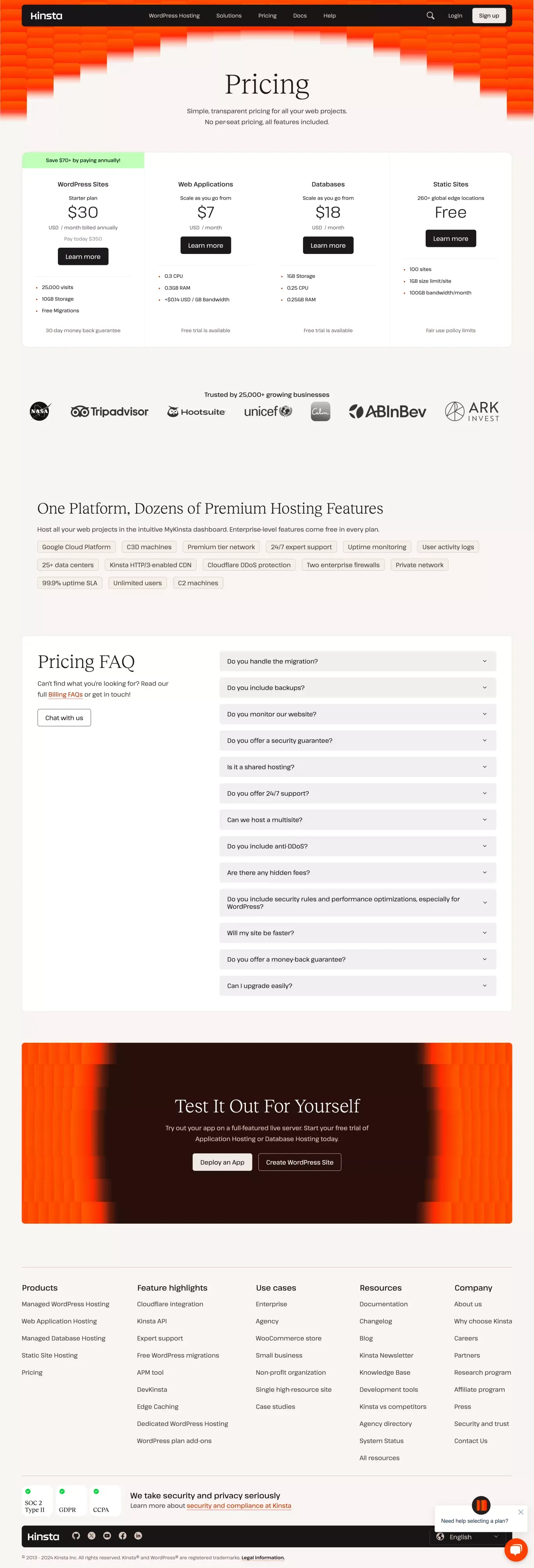 Pricing - Kinsta® - Pricing design