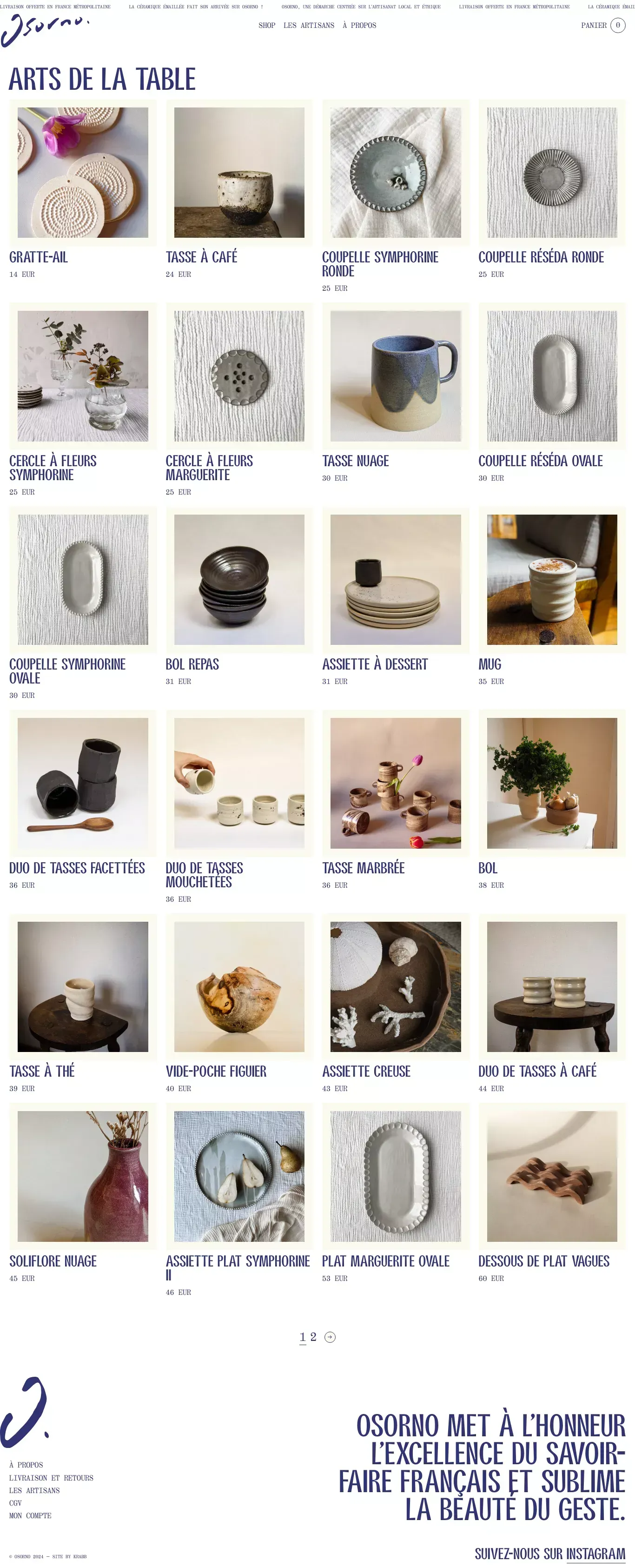Arts de la table — Osorno - Product listing design