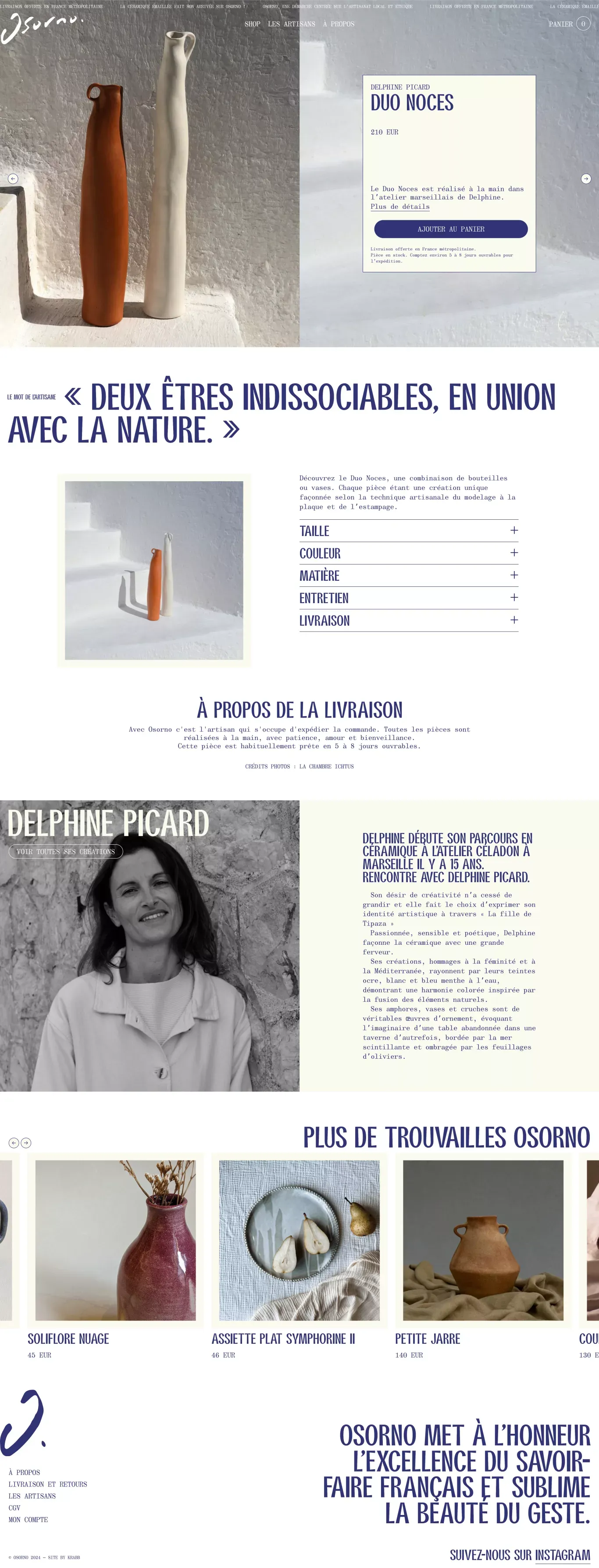 Duo Noces — Osorno - Product page design