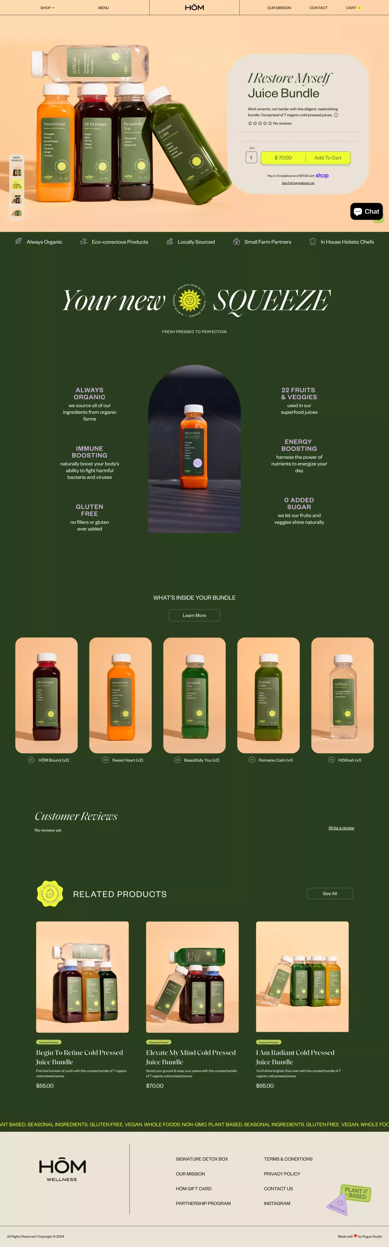 I Restore Myself Cold Pressed Juice Bundle – HŌM Wellness - Ecommerce design