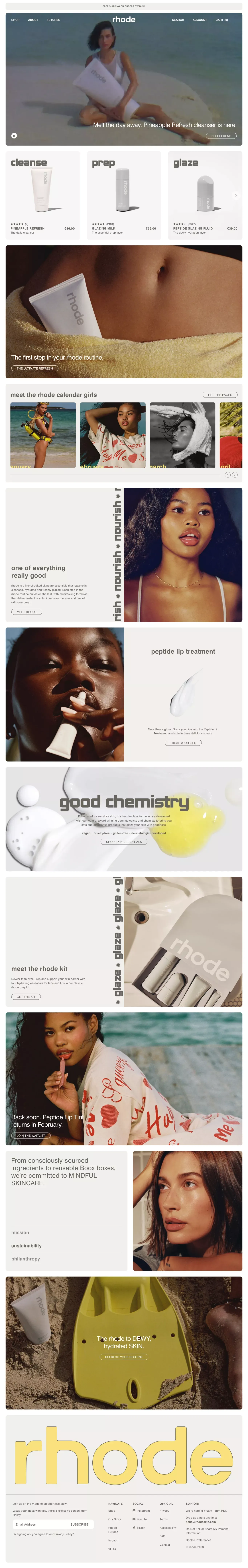 rhode skin by hailey rhode bieber - Ecommerce design