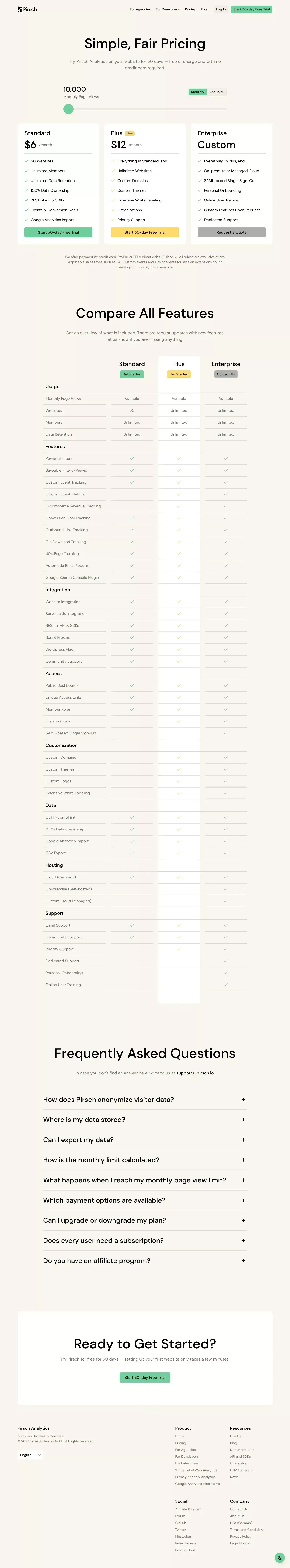 Pricing - Pirsch Analytics - Pricing design