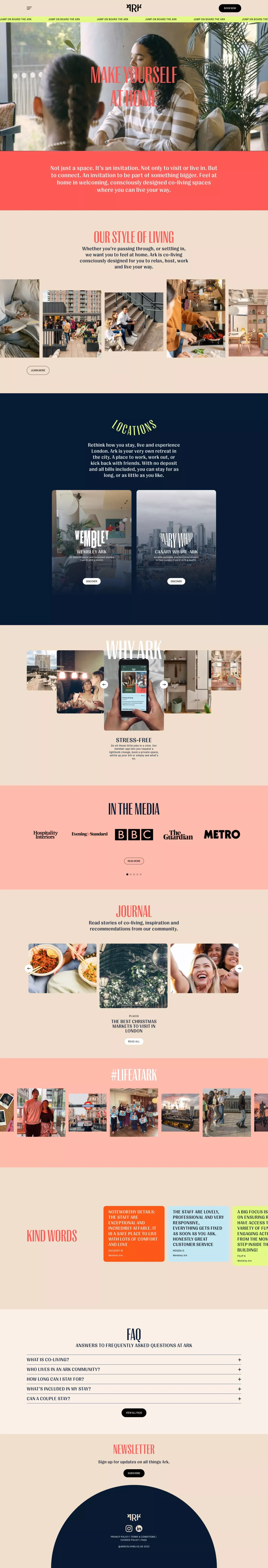 Ark Co-Living | Make Yourself at Home - Landing design