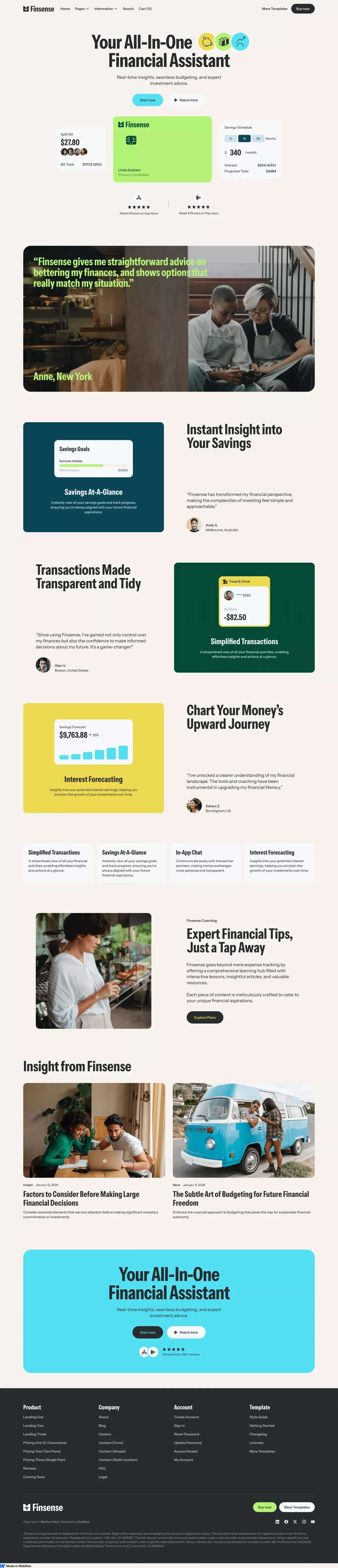 Finsense - Webflow HTML Website Template - Template design