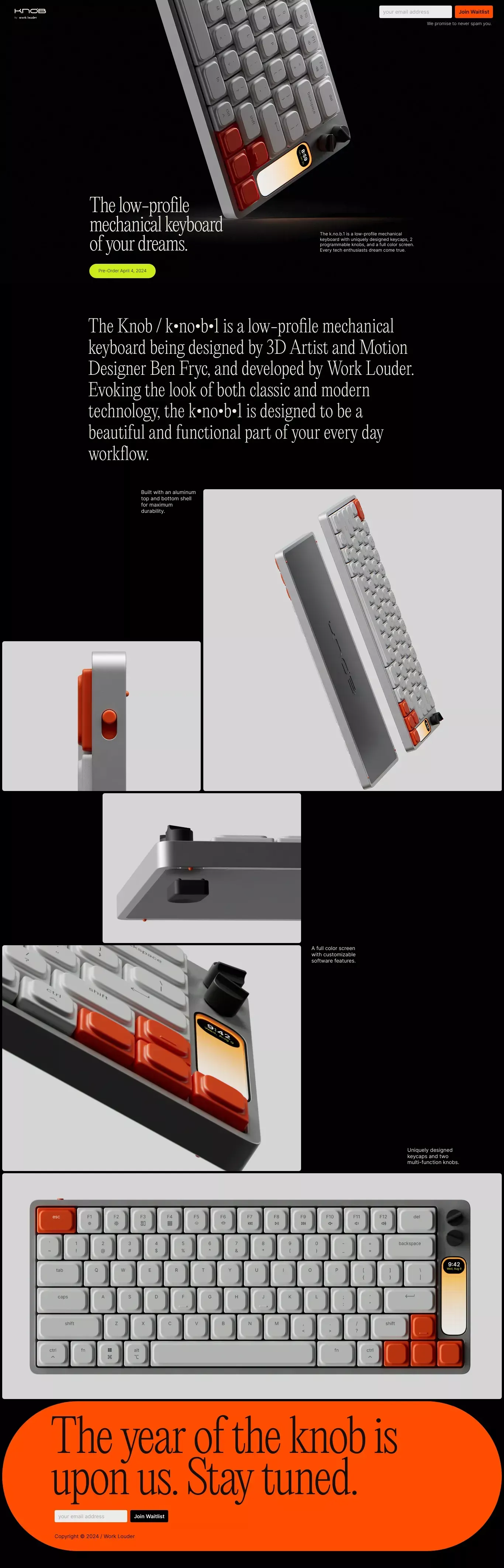 KNOB / k.no.b.1 / Low Profile Mechanical Keyboard - Landing design