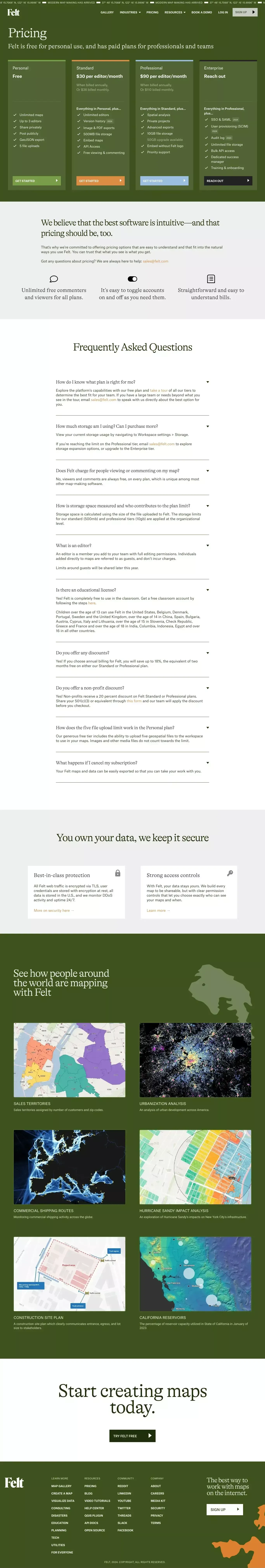 Felt - Pricing - Pricing design