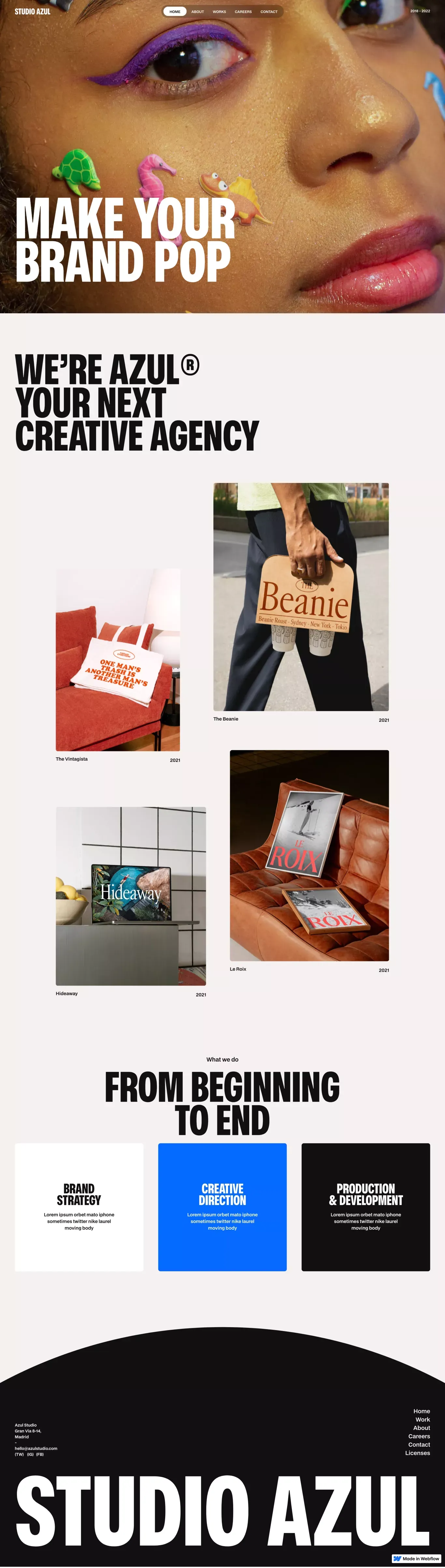 Azul - Webflow HTML website template - Template design