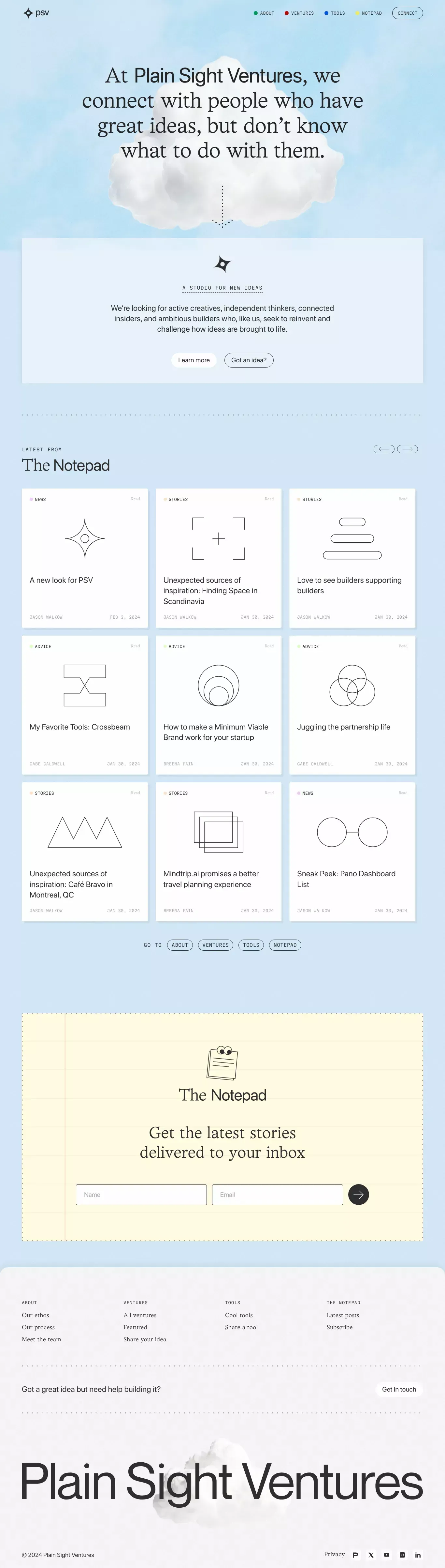 Plain Sight Ventures - Landing design