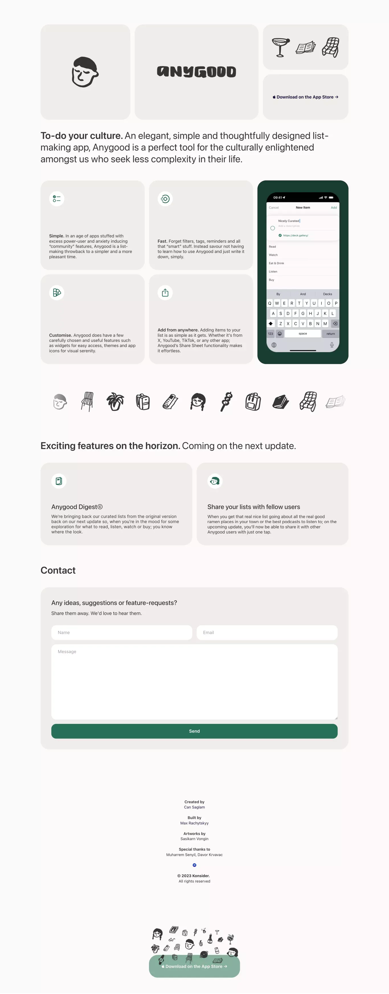 Anygood - A New To-Do App To Catalogue Your Culture. - Landing design
