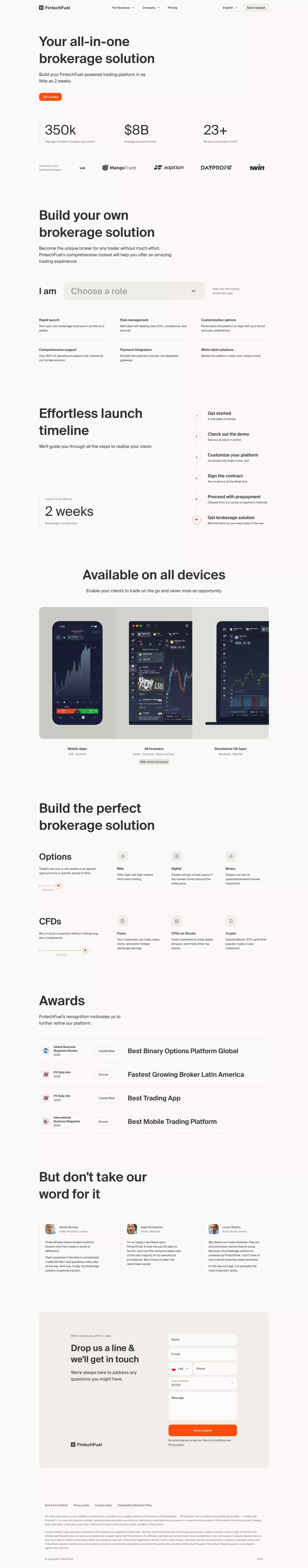 FintechFuel: All-In-One White Label Brokerage Platform - website design