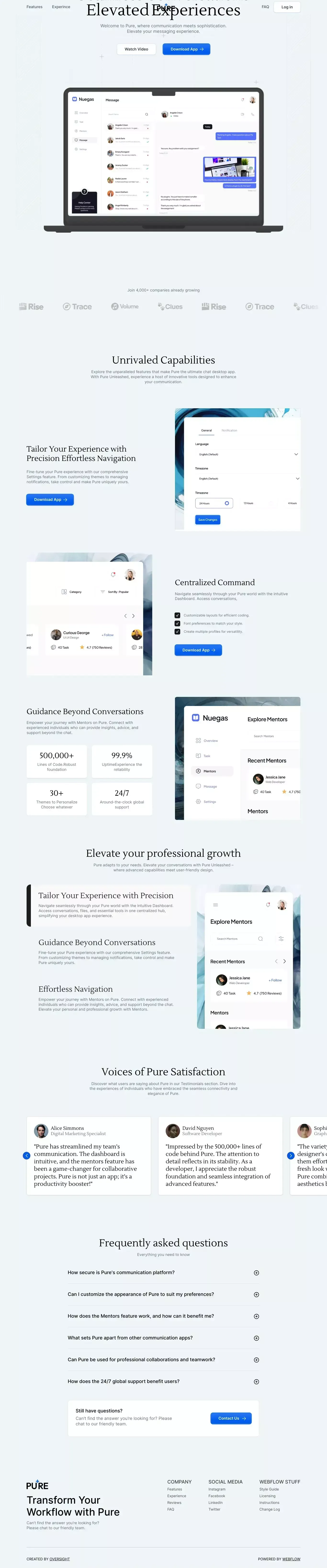 Pure - Webflow HTML website template - website design
