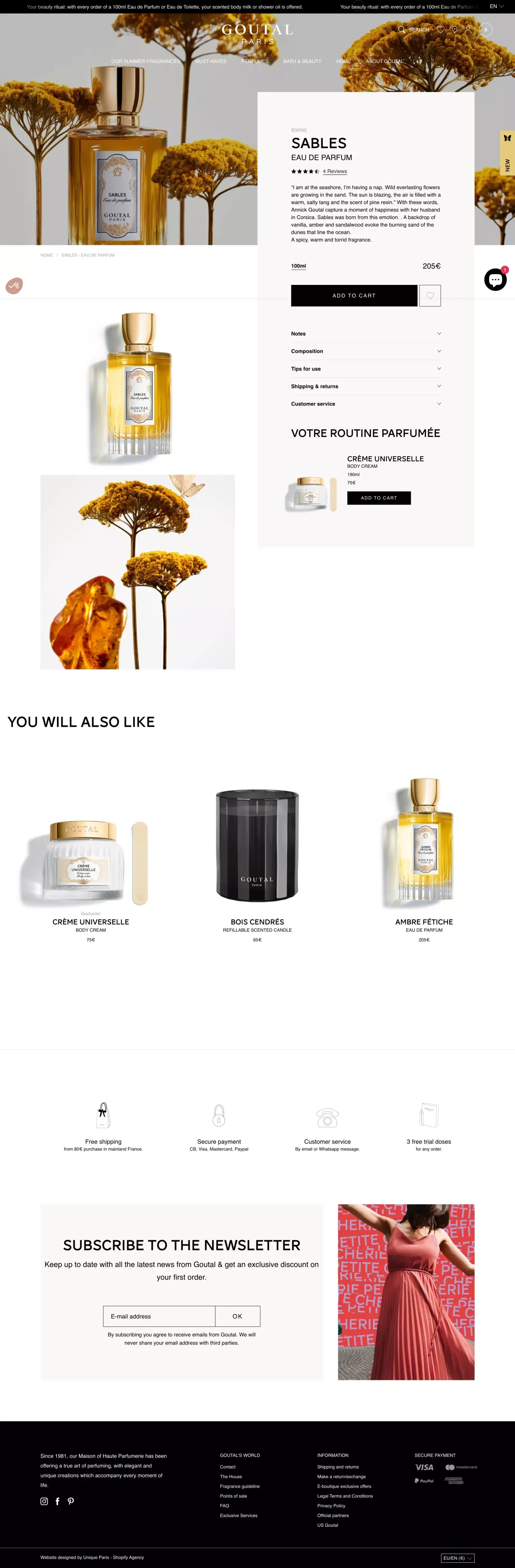 Sables Eau de Parfum - Oriental fragrance | Goutal Paris - Product page design