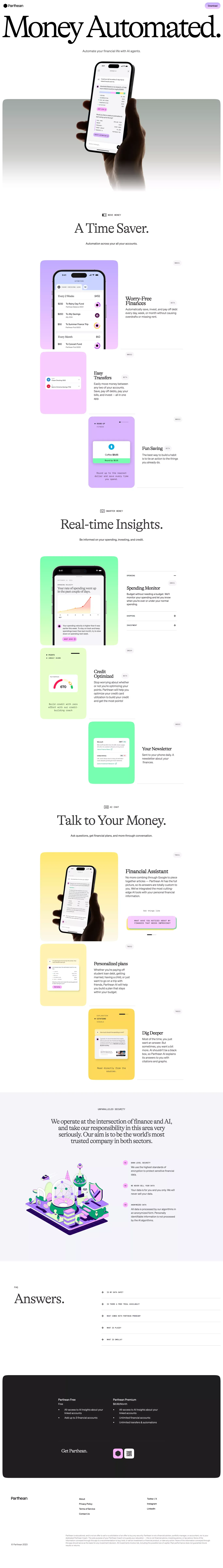 Money Automated - Parthean - Landing design