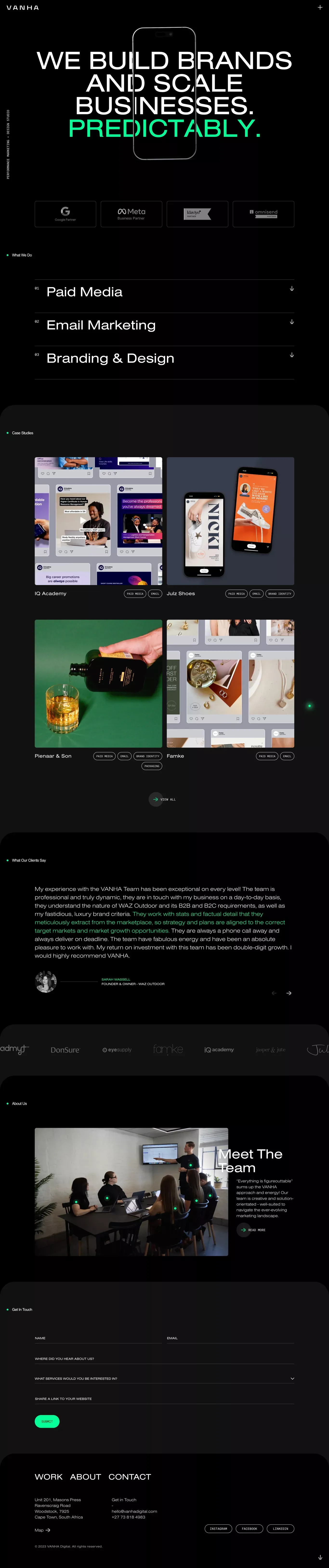 VANHA Digital - Landing design