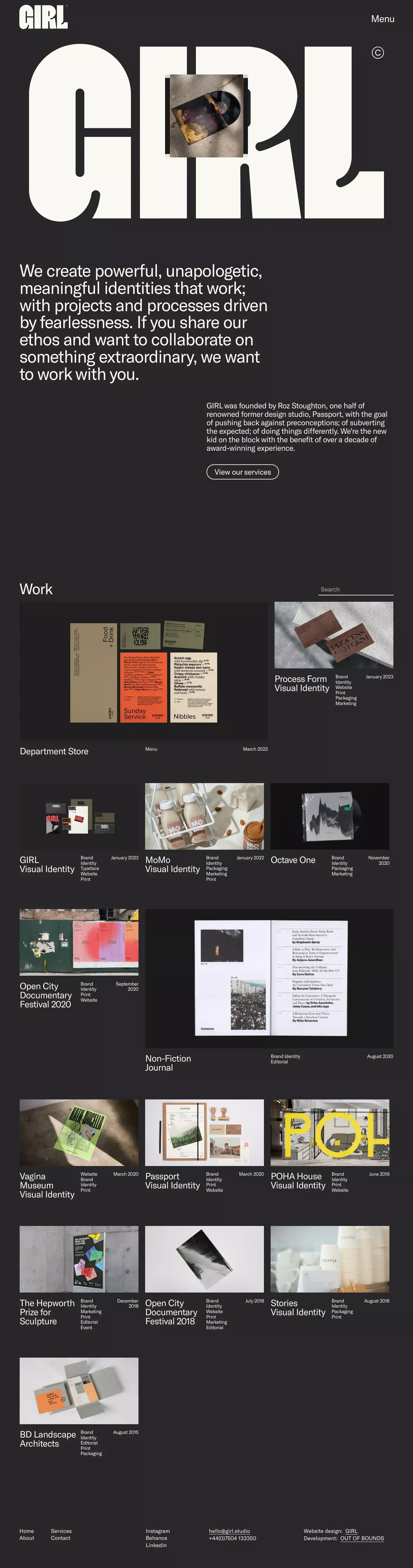 GIRL Studio - Portfolio design