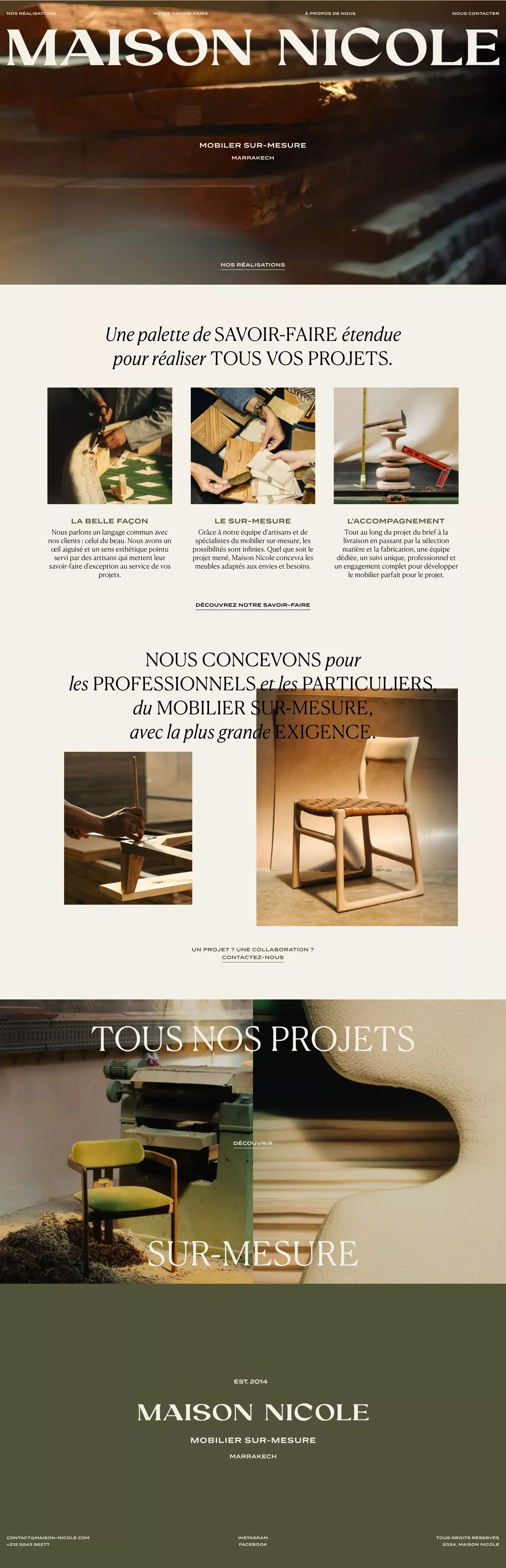 Maison Nicole - Mobilier sur-mesure, Marrakech - Portfolio design