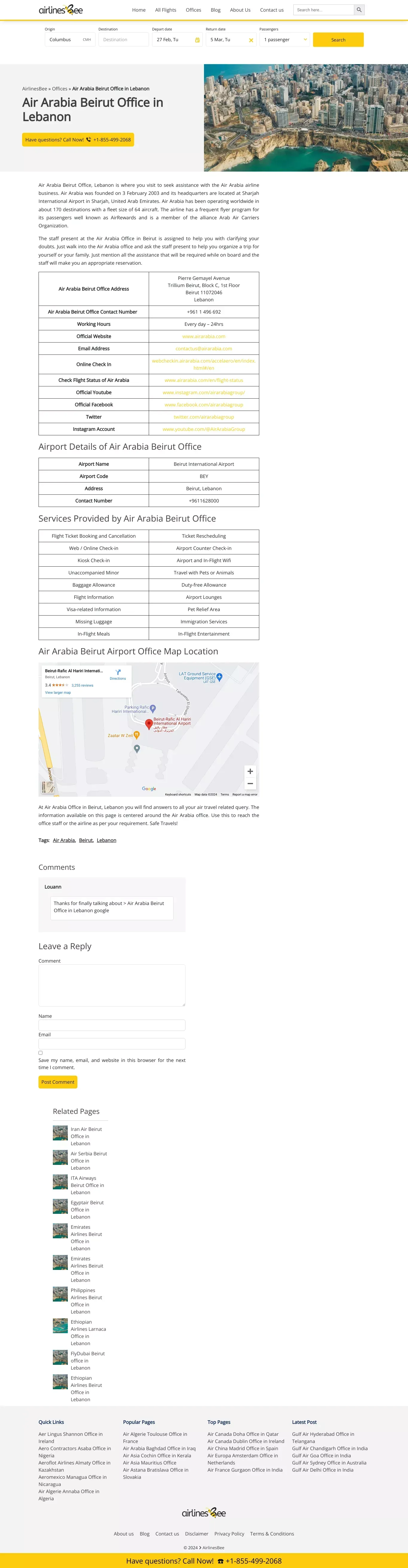 Air Arabia Beirut Office in Lebanon - website design