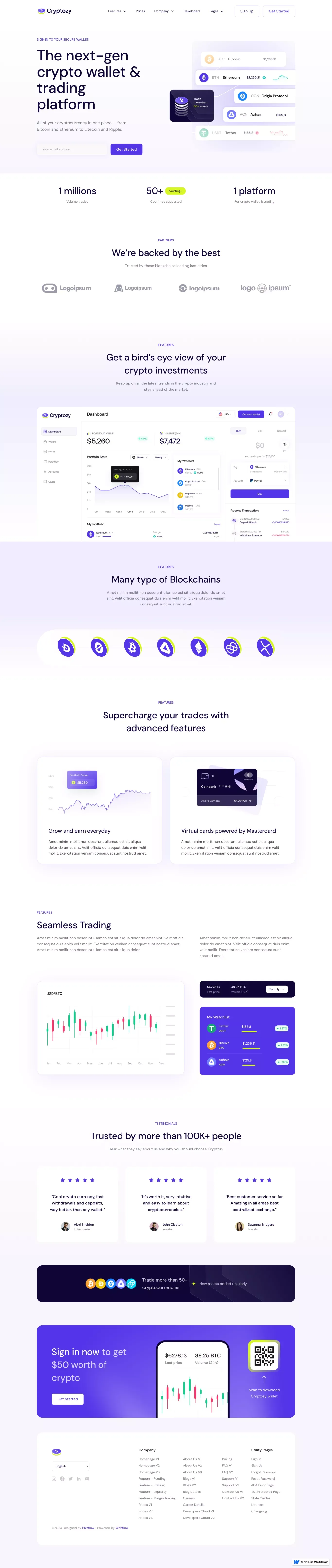 Cryptozy - Webflow HTML Website Template - Template design