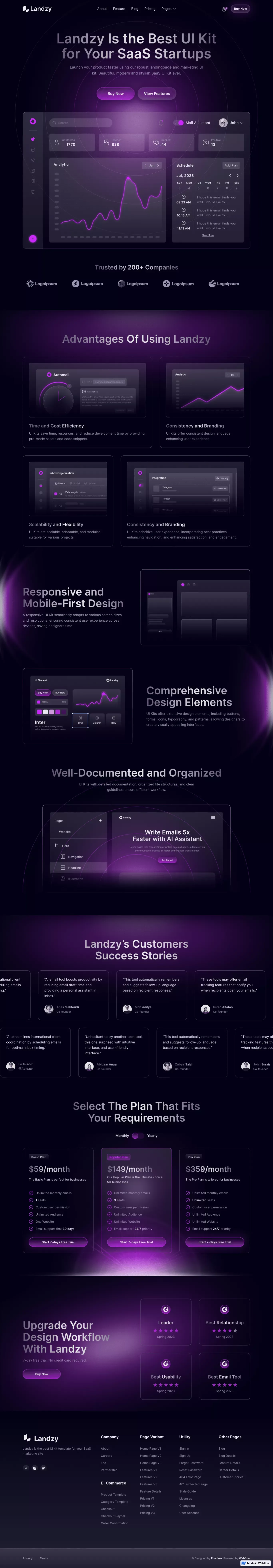 Landzy - Webflow HTML Website Template - Template design