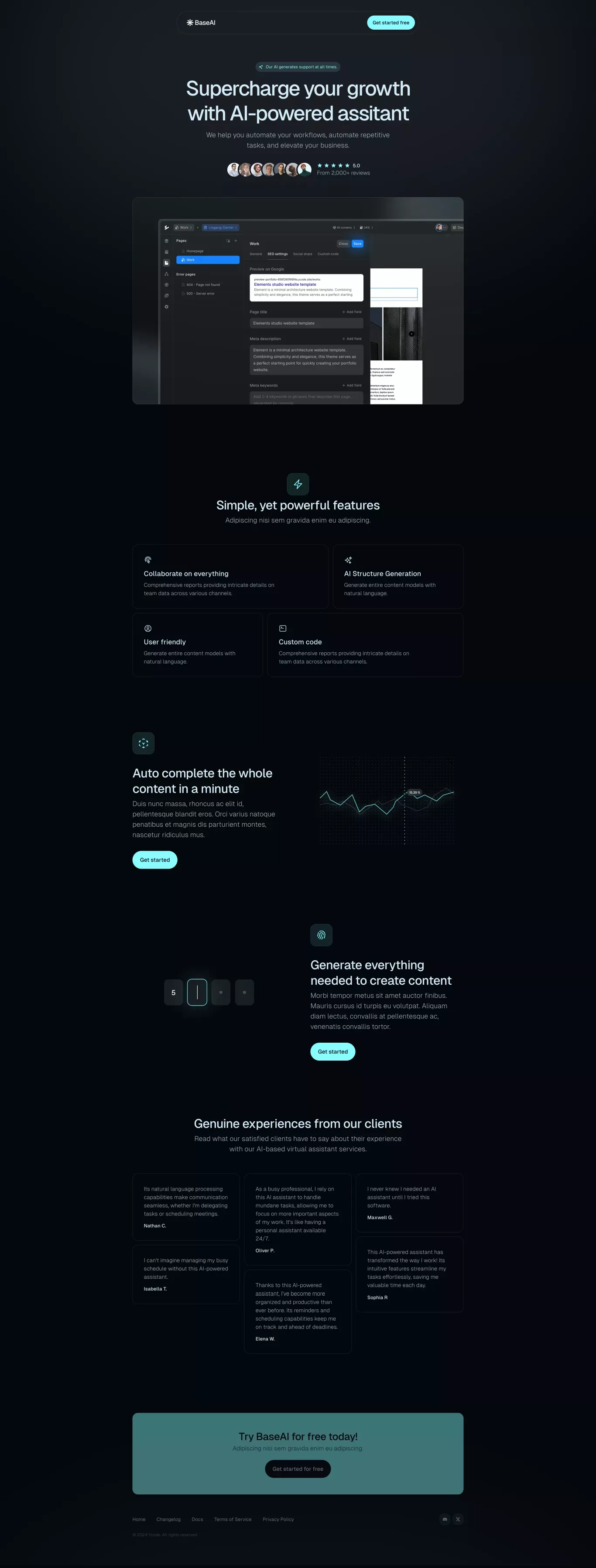 AI assistant website template - Template design