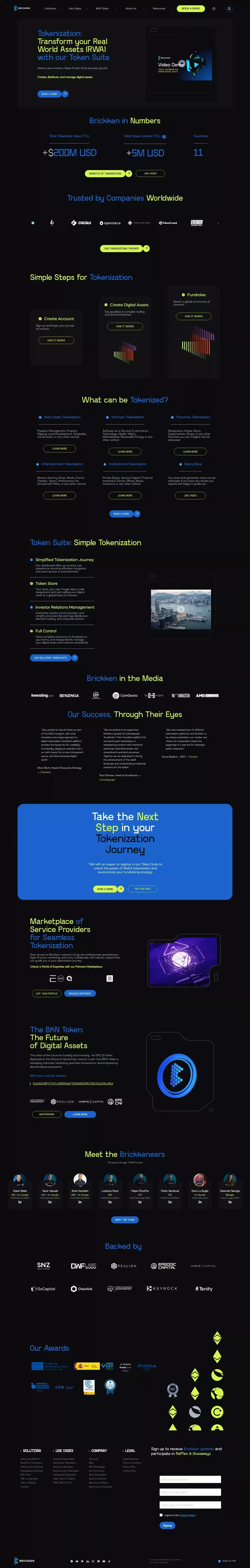 Tokenization - Create, Sell, and Manage Digital Assets - Brickken - Token Suite - website design