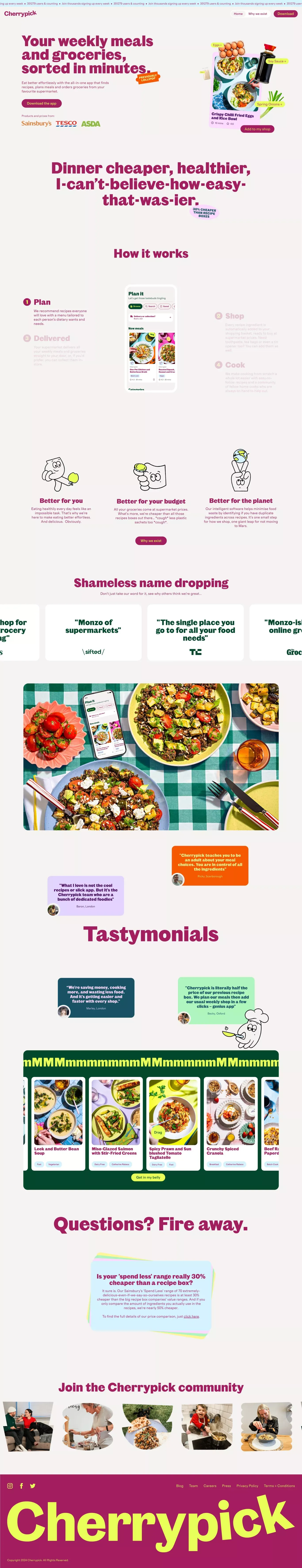 Plan & shop meals instantly at supermarket prices - Landing design
