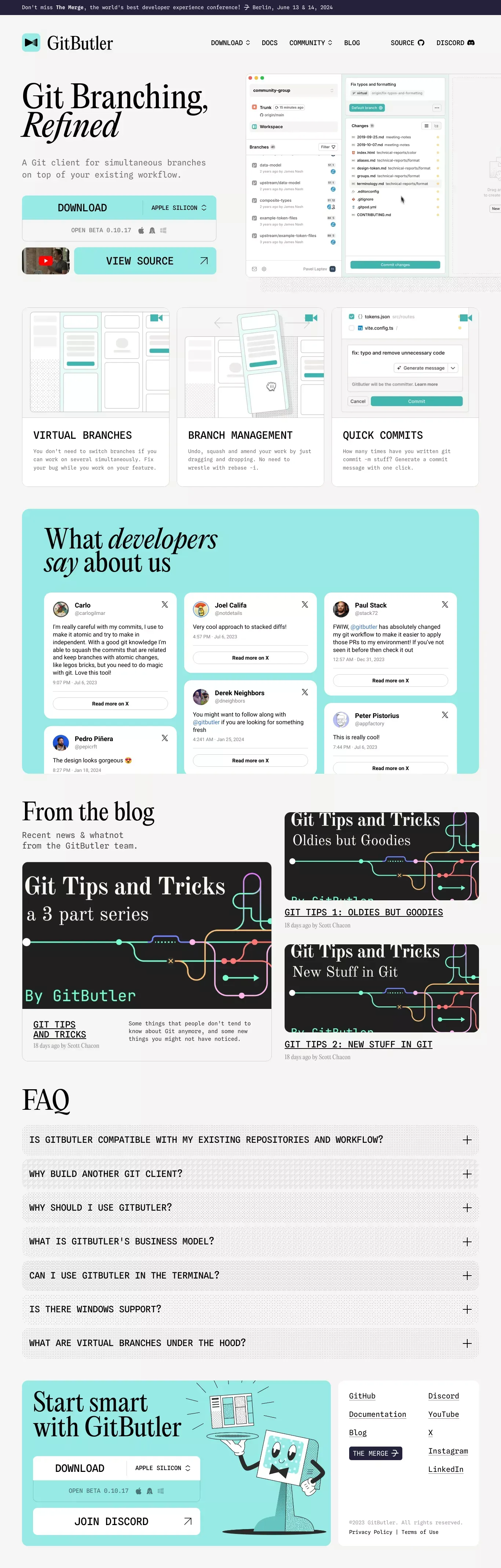 GitButler | Git Branching, Refined - Landing design