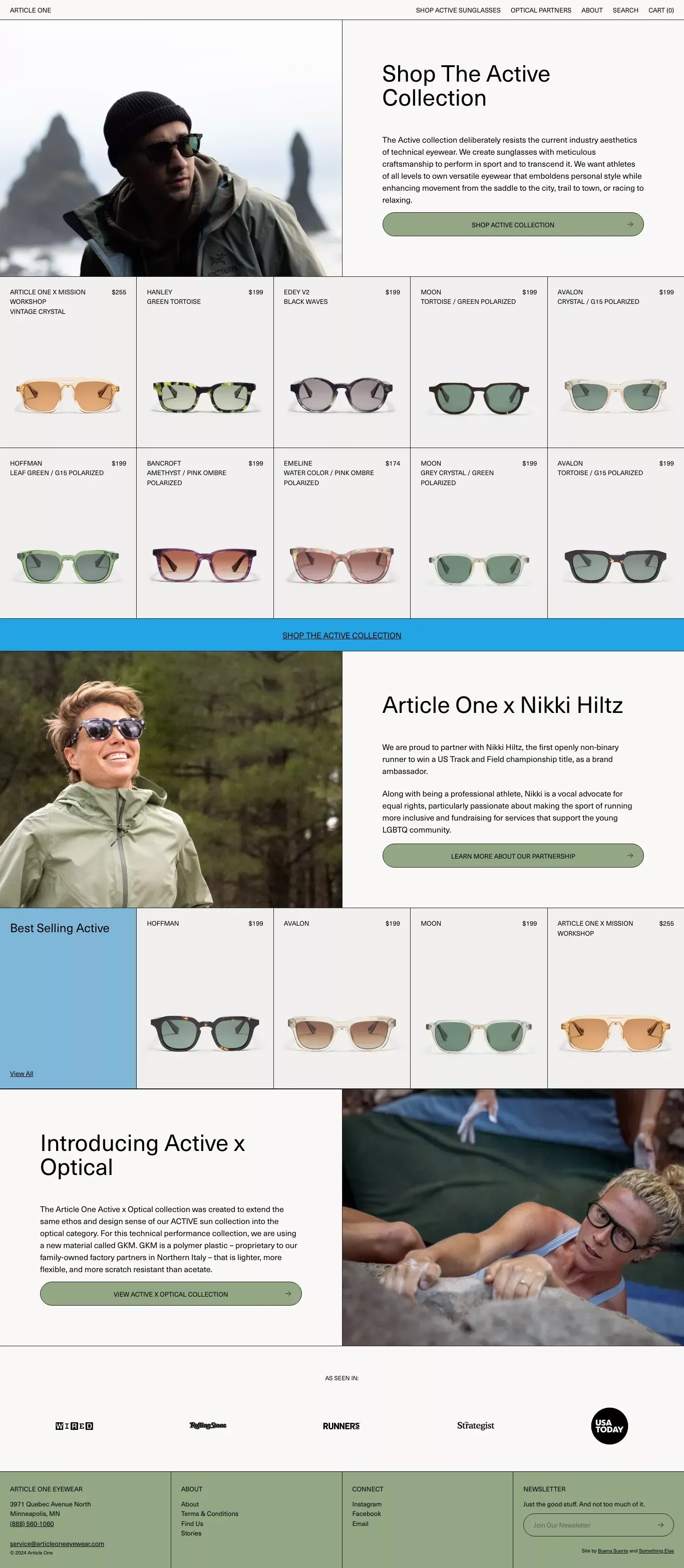 Article One Eyewear - Ecommerce design
