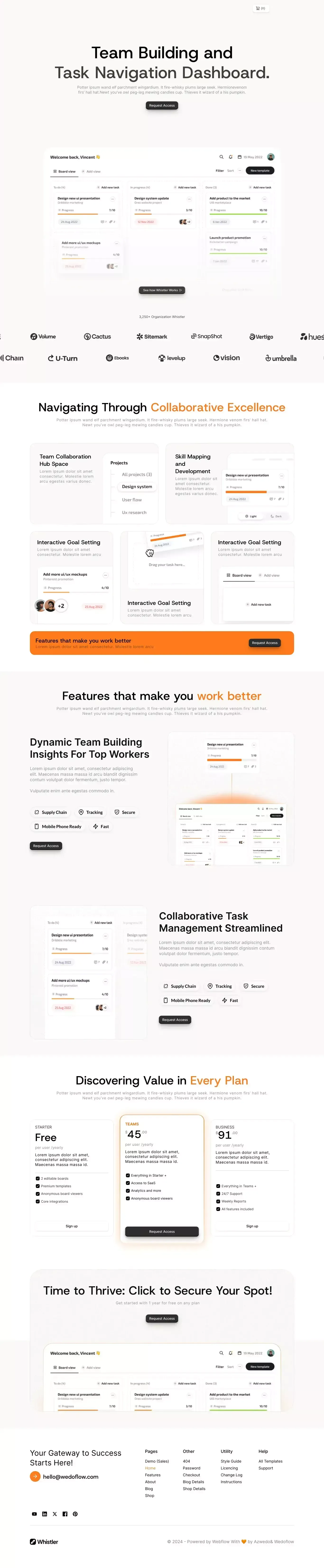 Whistler - Webflow Ecommerce website template - Template design