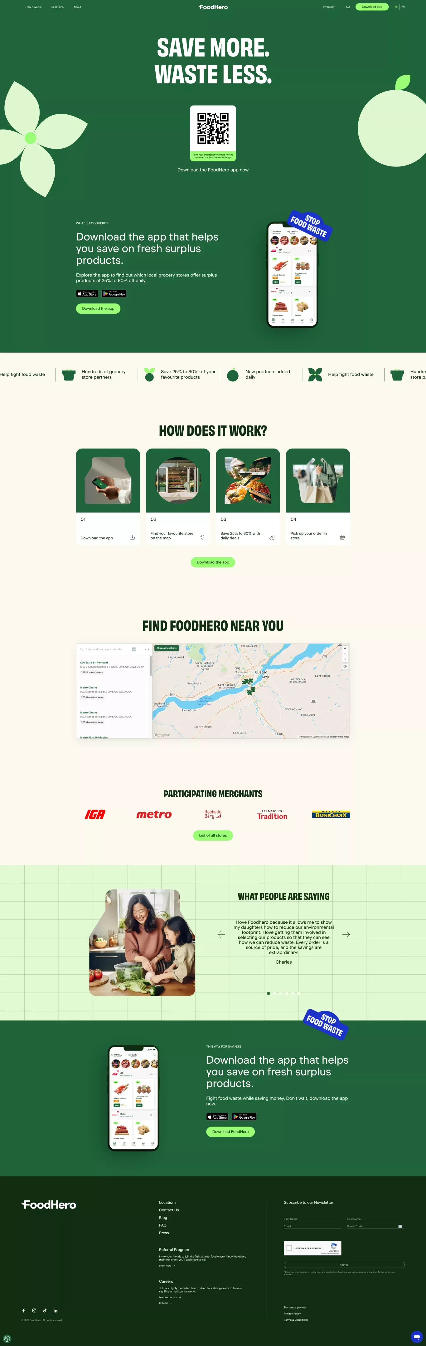 Save on groceries and fight food waste | FoodHero - Landing design
