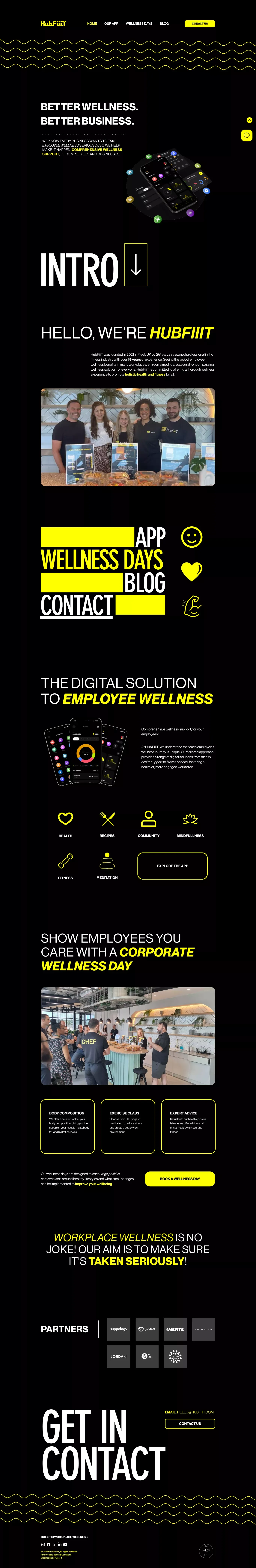 Corporate Health and Wellbeing Solution | Workplace Wellness | HubFiiiT - Landing design